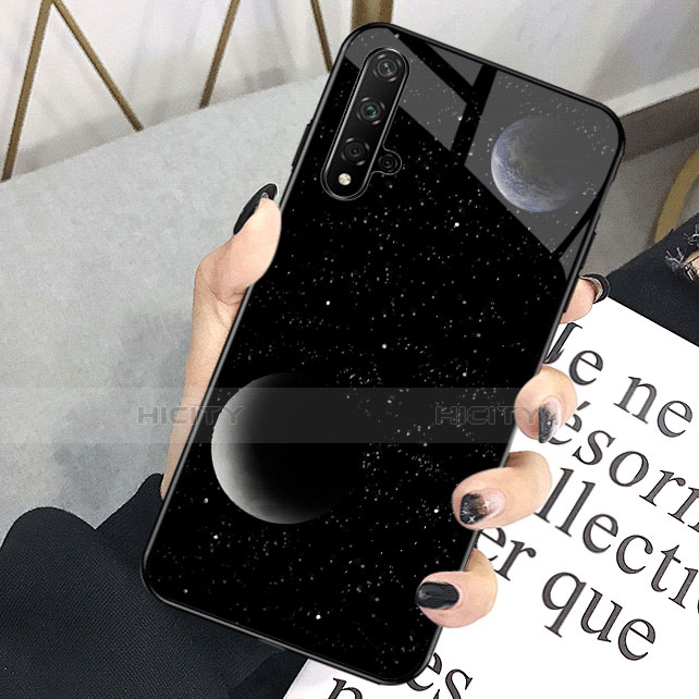 Handyhülle Silikon Hülle Rahmen Schutzhülle Spiegel Modisch Muster D01 für Huawei Nova 5T Schwarz