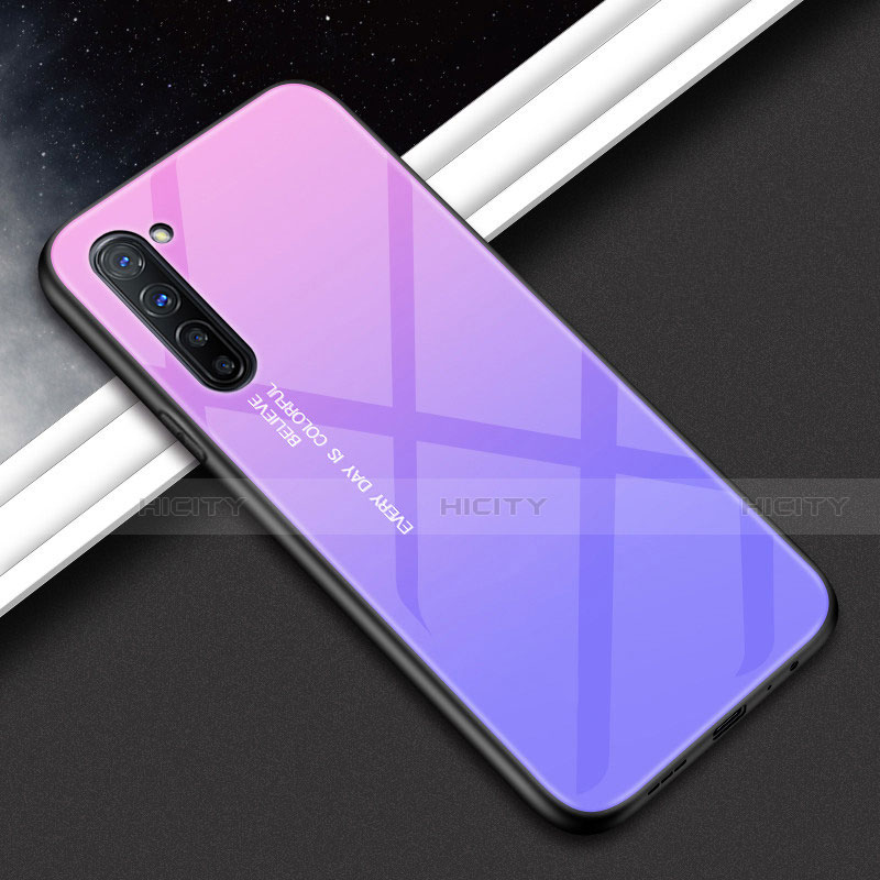 Handyhülle Silikon Hülle Rahmen Schutzhülle Spiegel Modisch Muster für Oppo F15 Violett Plus