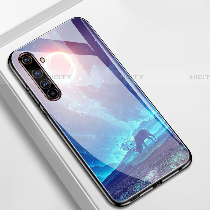 Handyhülle Silikon Hülle Rahmen Schutzhülle Spiegel Modisch Muster für Realme X50 Pro 5G Cyan