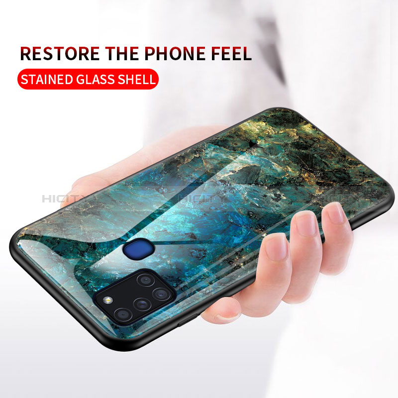 Handyhülle Silikon Hülle Rahmen Schutzhülle Spiegel Modisch Muster für Samsung Galaxy A21s groß