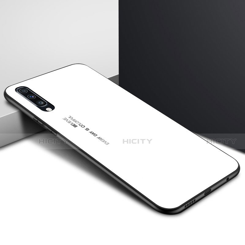Handyhülle Silikon Hülle Rahmen Schutzhülle Spiegel Modisch Muster für Samsung Galaxy A70 Weiß
