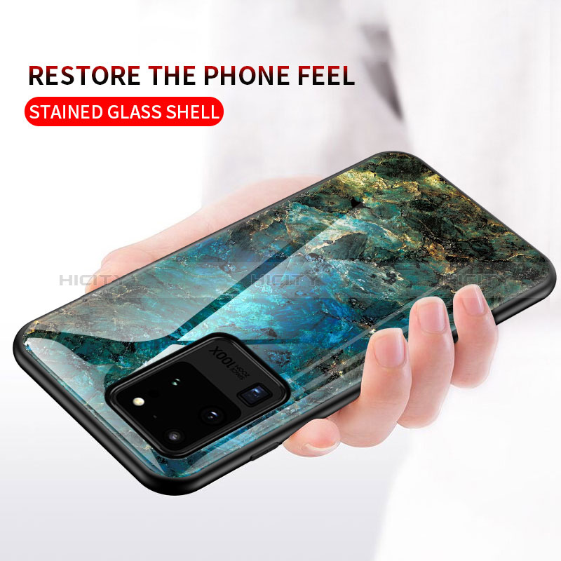 Handyhülle Silikon Hülle Rahmen Schutzhülle Spiegel Modisch Muster für Samsung Galaxy S20 Ultra 5G groß