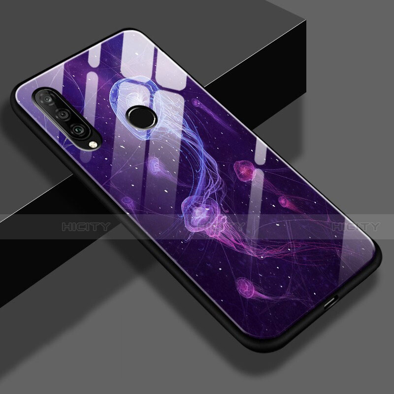 Handyhülle Silikon Hülle Rahmen Schutzhülle Spiegel Modisch Muster K01 für Huawei P30 Lite New Edition Violett Plus