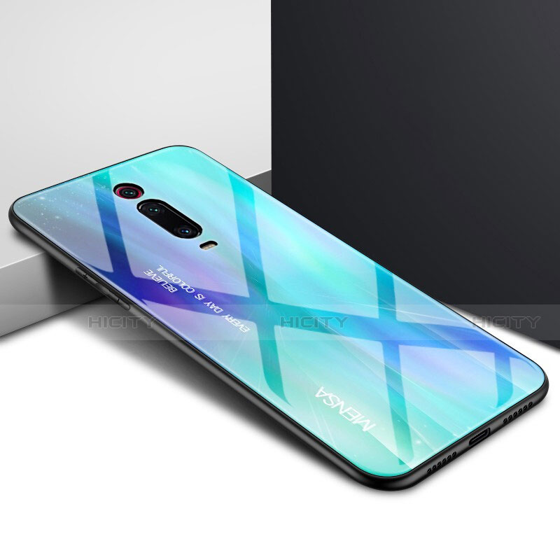 Handyhülle Silikon Hülle Rahmen Schutzhülle Spiegel Modisch Muster K04 für Xiaomi Mi 9T Pro Cyan