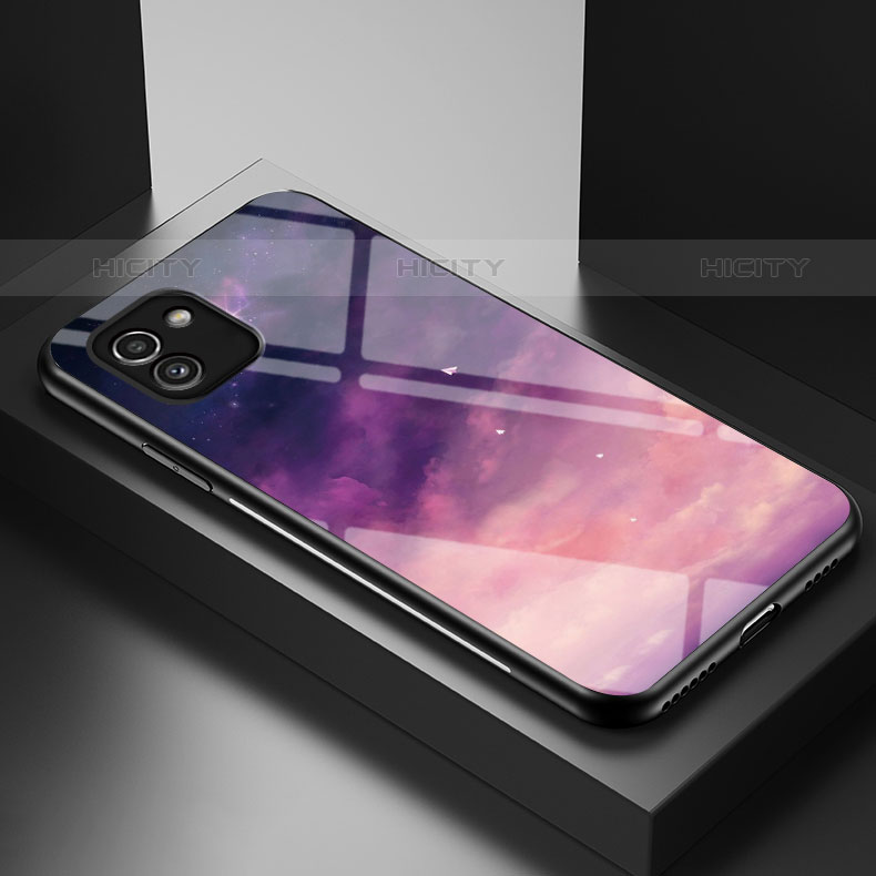 Handyhülle Silikon Hülle Rahmen Schutzhülle Spiegel Modisch Muster LS1 für Samsung Galaxy A03 Violett