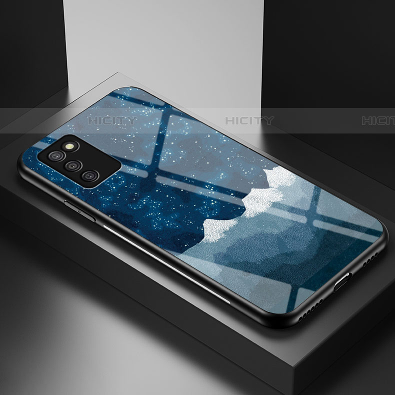 Handyhülle Silikon Hülle Rahmen Schutzhülle Spiegel Modisch Muster LS1 für Samsung Galaxy A03s Blau