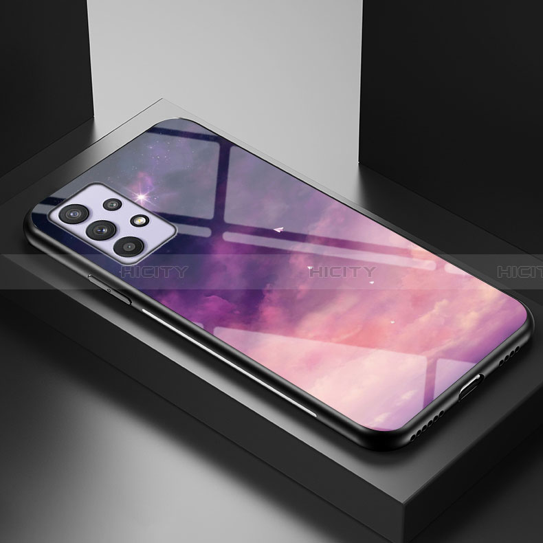 Handyhülle Silikon Hülle Rahmen Schutzhülle Spiegel Modisch Muster LS1 für Samsung Galaxy A32 5G Violett