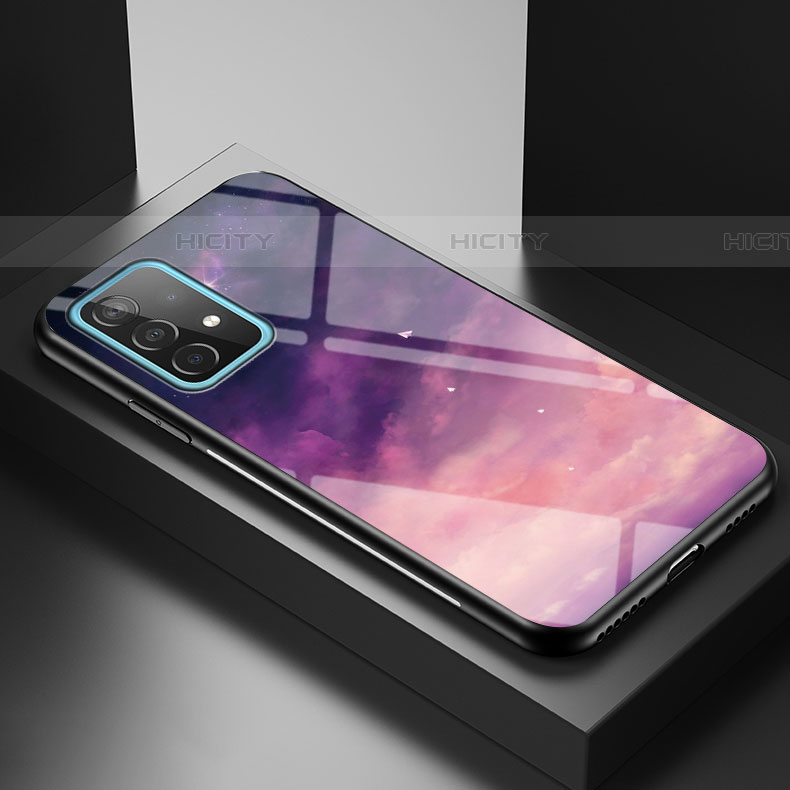 Handyhülle Silikon Hülle Rahmen Schutzhülle Spiegel Modisch Muster LS1 für Samsung Galaxy A52 5G Violett Plus