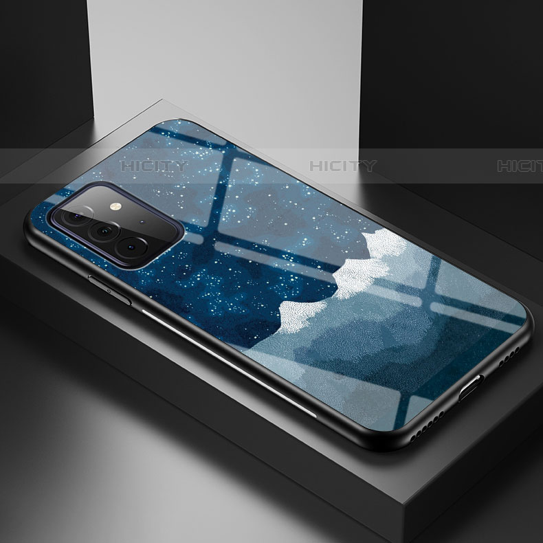 Handyhülle Silikon Hülle Rahmen Schutzhülle Spiegel Modisch Muster LS1 für Samsung Galaxy A72 4G Blau