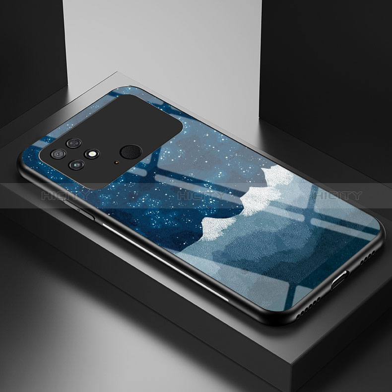 Handyhülle Silikon Hülle Rahmen Schutzhülle Spiegel Modisch Muster LS1 für Xiaomi Poco C40 Blau