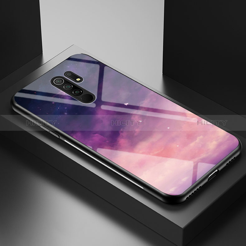 Handyhülle Silikon Hülle Rahmen Schutzhülle Spiegel Modisch Muster LS1 für Xiaomi Redmi 9 Prime India Violett Plus