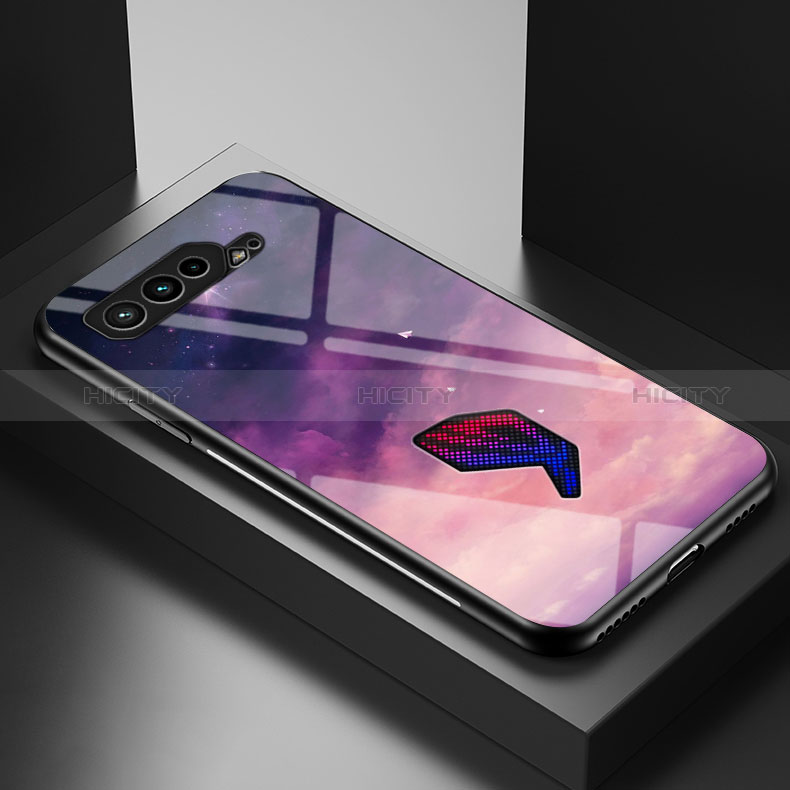 Handyhülle Silikon Hülle Rahmen Schutzhülle Spiegel Modisch Muster LS2 für Asus ROG Phone 5 Ultimate Violett Plus