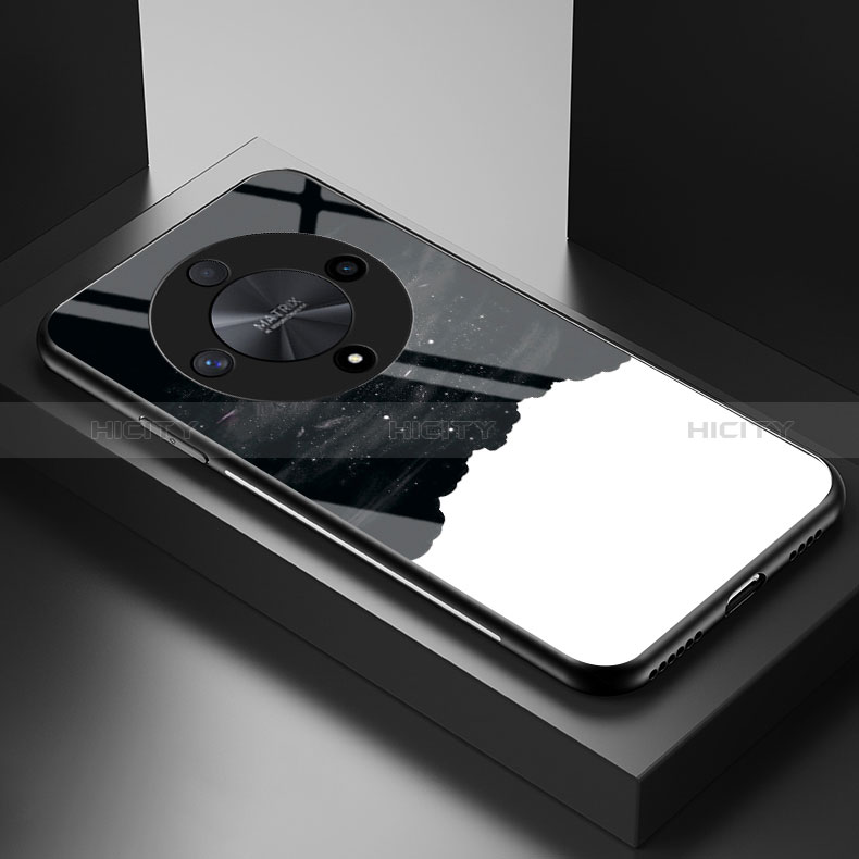Handyhülle Silikon Hülle Rahmen Schutzhülle Spiegel Modisch Muster LS2 für Huawei Honor Magic6 Lite 5G Schwarz Plus