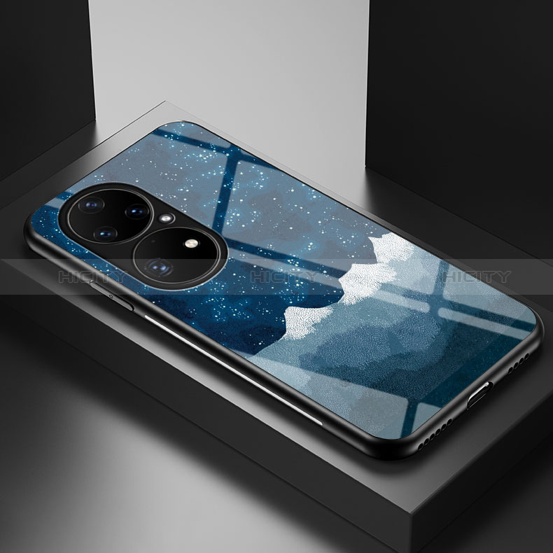 Handyhülle Silikon Hülle Rahmen Schutzhülle Spiegel Modisch Muster LS2 für Huawei P50 Pro Blau