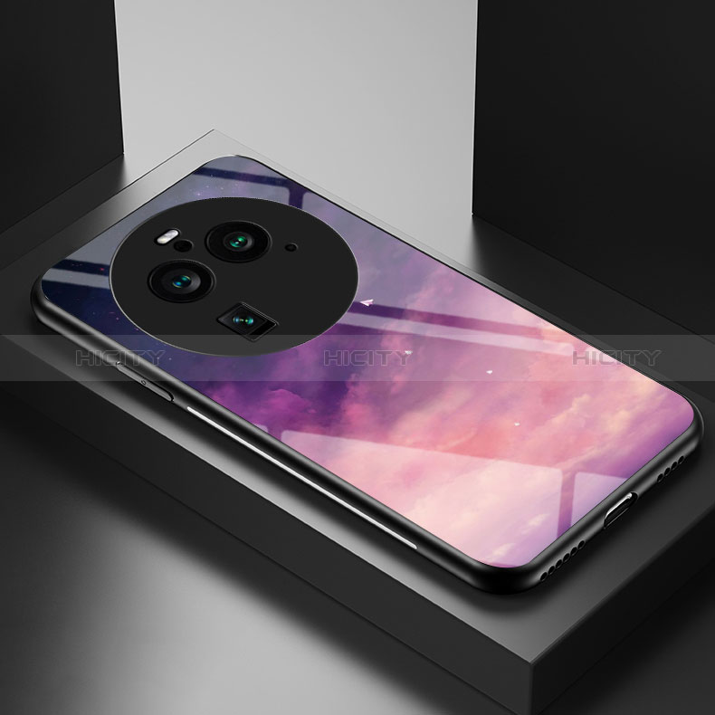 Handyhülle Silikon Hülle Rahmen Schutzhülle Spiegel Modisch Muster LS2 für Oppo Find X6 5G Violett