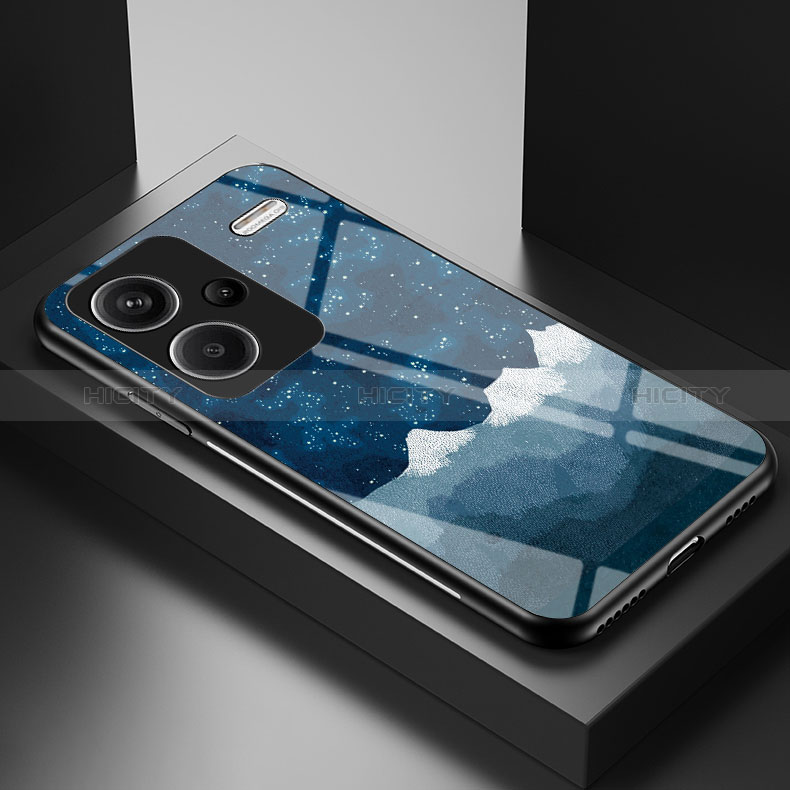 Handyhülle Silikon Hülle Rahmen Schutzhülle Spiegel Modisch Muster LS2 für Xiaomi Redmi Note 13 Pro+ Plus 5G Blau Plus