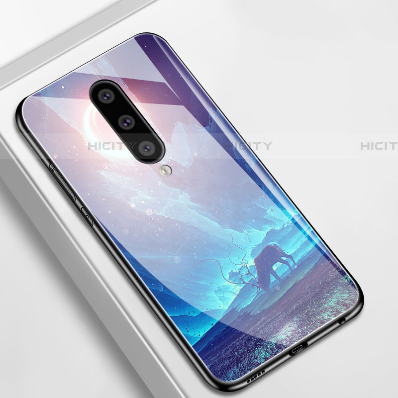 Handyhülle Silikon Hülle Rahmen Schutzhülle Spiegel Modisch Muster M01 für OnePlus 8 Cyan