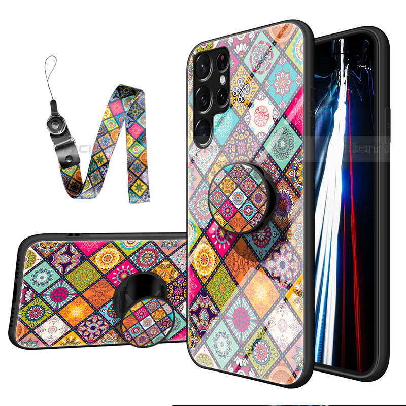 Handyhülle Silikon Hülle Rahmen Schutzhülle Spiegel Modisch Muster S01 für Samsung Galaxy S23 Ultra 5G