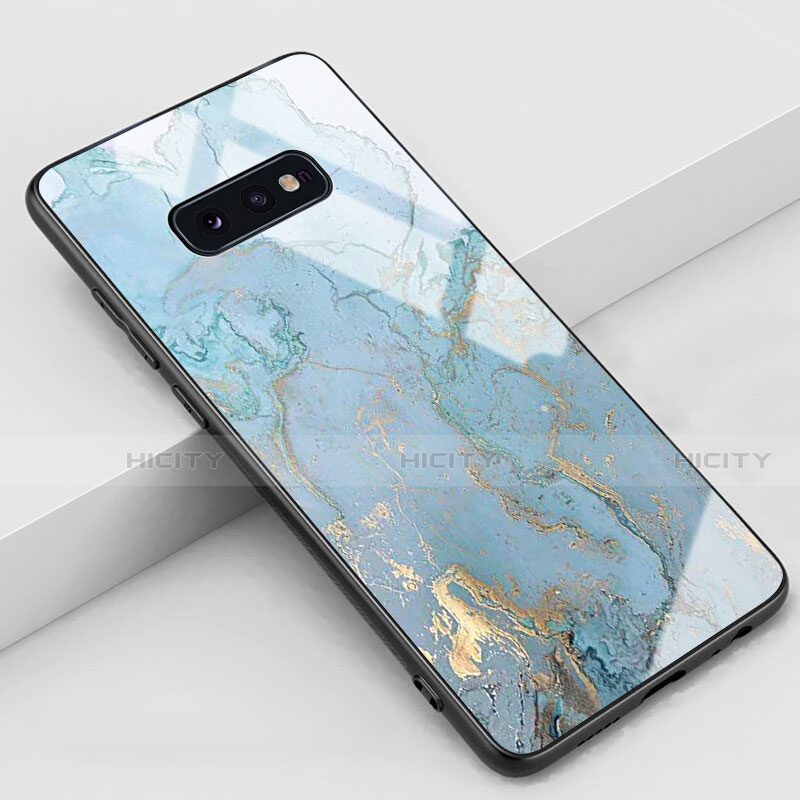 Handyhülle Silikon Hülle Rahmen Schutzhülle Spiegel Modisch Muster S04 für Samsung Galaxy S10e Cyan