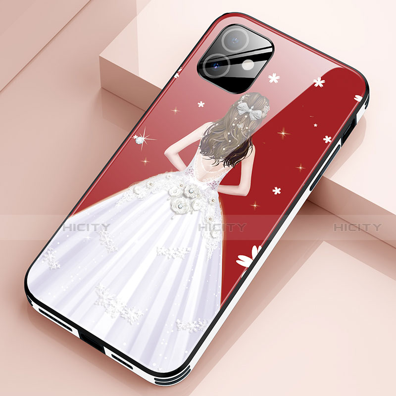 Handyhülle Silikon Hülle Rahmen Schutzhülle Spiegel Motiv Kleid Mädchen für Apple iPhone 12 Mini groß