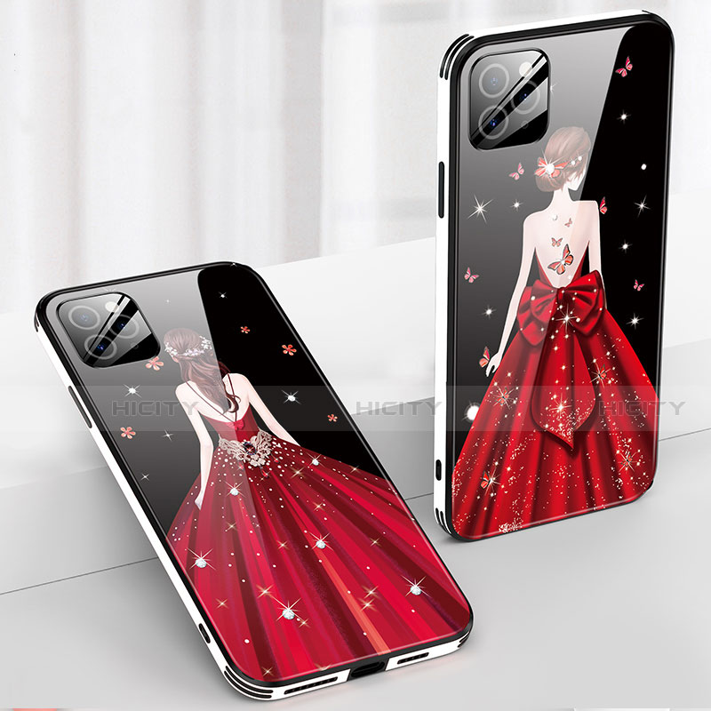 Handyhülle Silikon Hülle Rahmen Schutzhülle Spiegel Motiv Kleid Mädchen für Apple iPhone 12 Pro