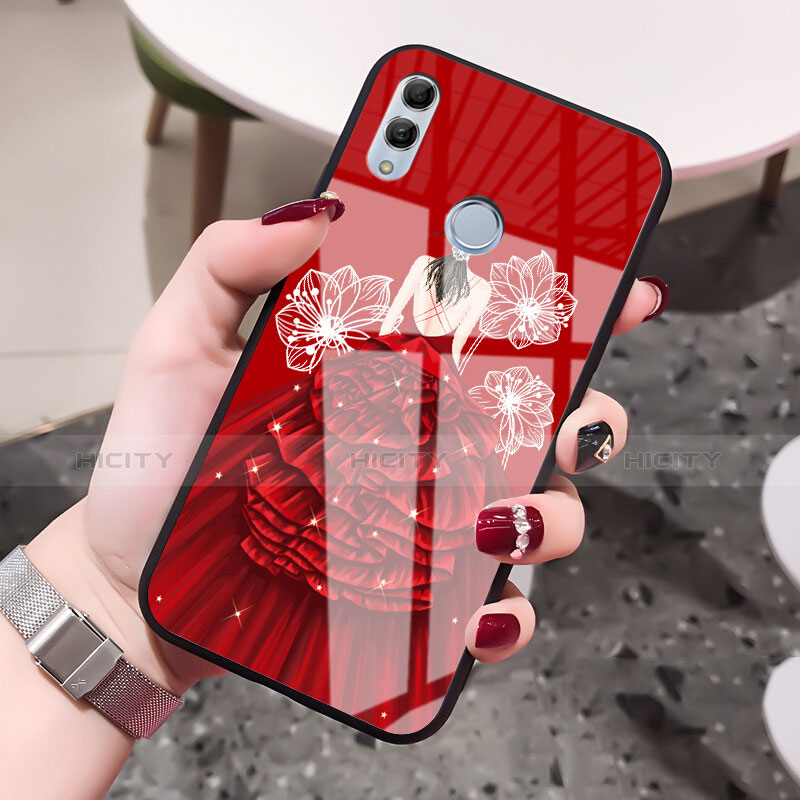 Handyhülle Silikon Hülle Rahmen Schutzhülle Spiegel Motiv Kleid Mädchen für Huawei Honor 10 Lite Rot