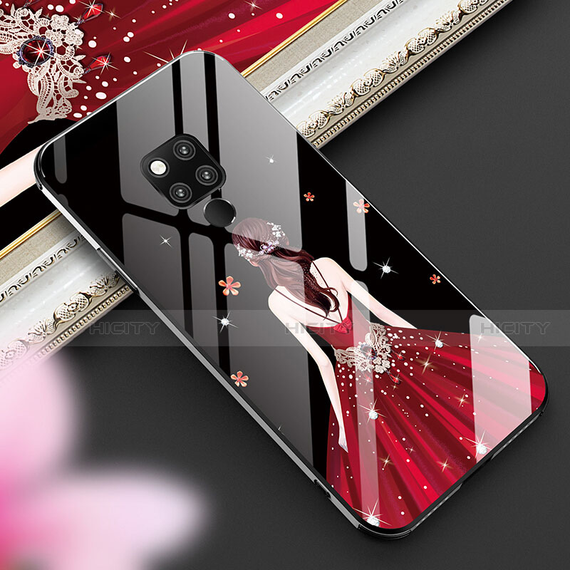 Handyhülle Silikon Hülle Rahmen Schutzhülle Spiegel Motiv Kleid Mädchen für Huawei Mate 20 X 5G Rot und Schwarz Plus