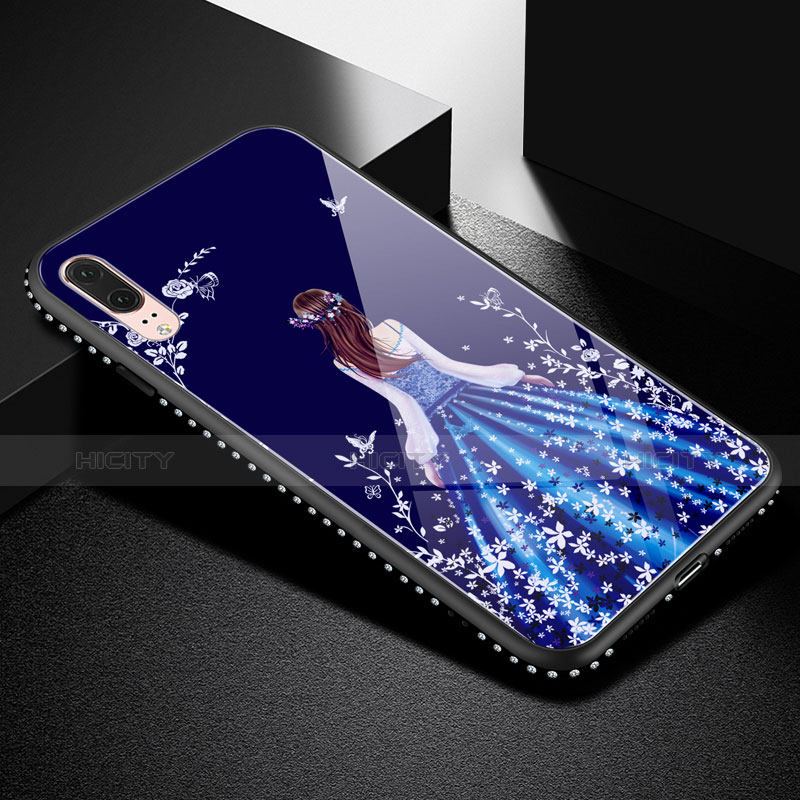 Handyhülle Silikon Hülle Rahmen Schutzhülle Spiegel Motiv Kleid Mädchen für Huawei P20 Schwarz