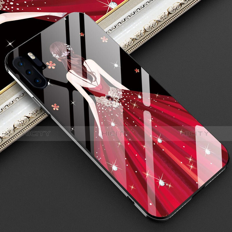 Handyhülle Silikon Hülle Rahmen Schutzhülle Spiegel Motiv Kleid Mädchen für Huawei P30 Pro New Edition Fuchsie