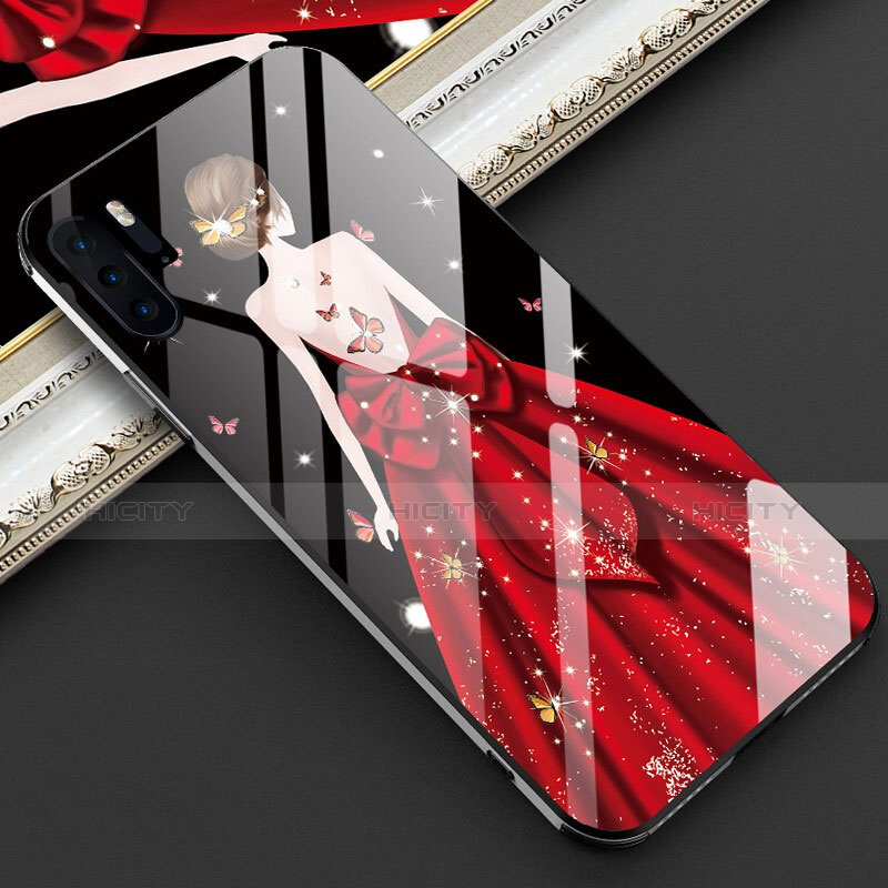 Handyhülle Silikon Hülle Rahmen Schutzhülle Spiegel Motiv Kleid Mädchen für Huawei P30 Pro New Edition Rot