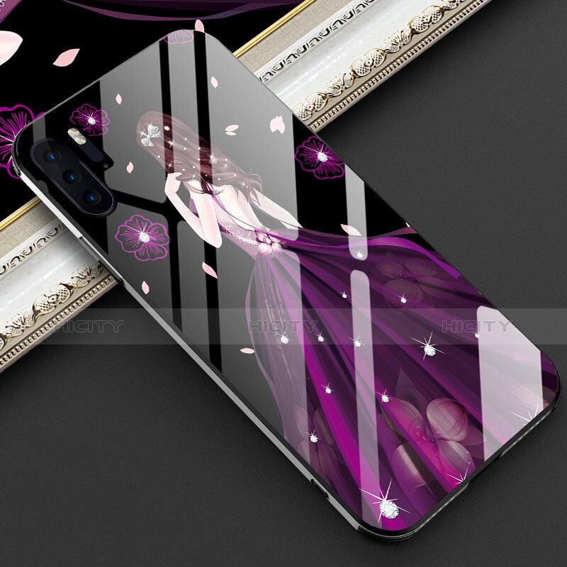 Handyhülle Silikon Hülle Rahmen Schutzhülle Spiegel Motiv Kleid Mädchen für Huawei P30 Pro New Edition Violett