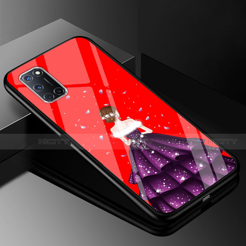 Handyhülle Silikon Hülle Rahmen Schutzhülle Spiegel Motiv Kleid Mädchen für Oppo A92 Violett