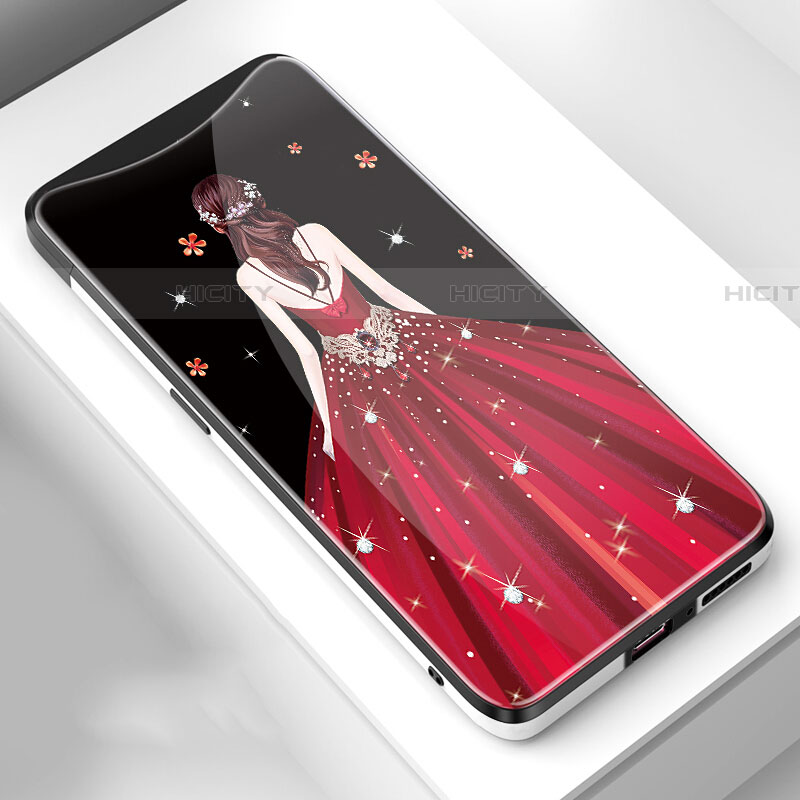 Handyhülle Silikon Hülle Rahmen Schutzhülle Spiegel Motiv Kleid Mädchen für Oppo Find X Super Flash Edition