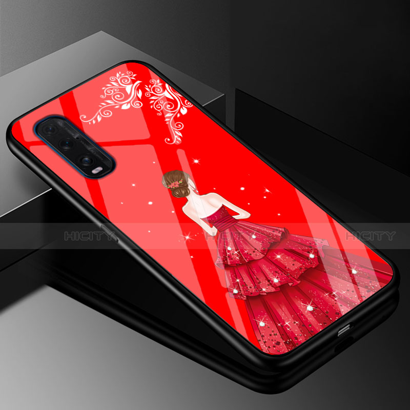 Handyhülle Silikon Hülle Rahmen Schutzhülle Spiegel Motiv Kleid Mädchen für Oppo Find X2 groß