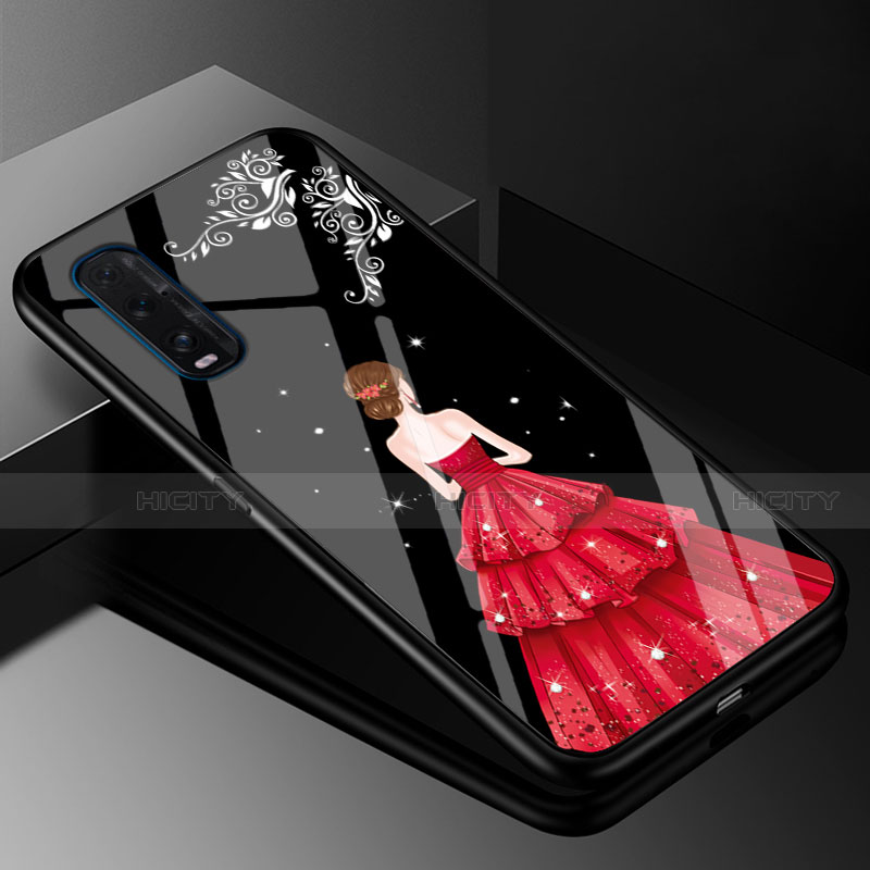 Handyhülle Silikon Hülle Rahmen Schutzhülle Spiegel Motiv Kleid Mädchen für Oppo Find X2 groß