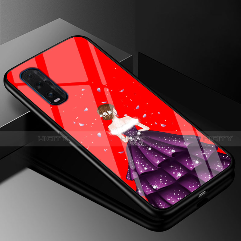 Handyhülle Silikon Hülle Rahmen Schutzhülle Spiegel Motiv Kleid Mädchen für Oppo Find X2 Violett Plus