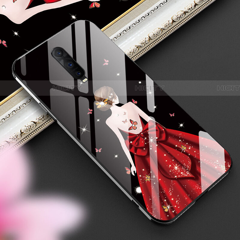 Handyhülle Silikon Hülle Rahmen Schutzhülle Spiegel Motiv Kleid Mädchen für Oppo RX17 Pro Rot