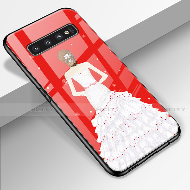 Handyhülle Silikon Hülle Rahmen Schutzhülle Spiegel Motiv Kleid Mädchen K01 für Samsung Galaxy S10 5G Bunt Plus