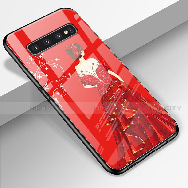 Handyhülle Silikon Hülle Rahmen Schutzhülle Spiegel Motiv Kleid Mädchen K01 für Samsung Galaxy S10 Plus groß