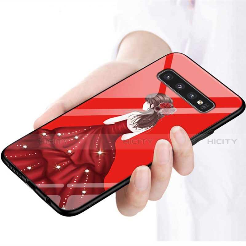 Handyhülle Silikon Hülle Rahmen Schutzhülle Spiegel Motiv Kleid Mädchen K01 für Samsung Galaxy S10 Plus