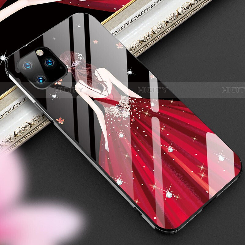 Handyhülle Silikon Hülle Rahmen Schutzhülle Spiegel Motiv Kleid Mädchen M01 für Apple iPhone 11 Pro Max Rot