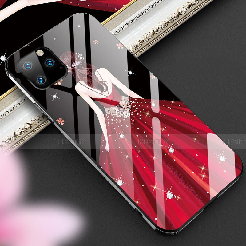 Handyhülle Silikon Hülle Rahmen Schutzhülle Spiegel Motiv Kleid Mädchen M01 für Apple iPhone 11 Pro Rot Plus