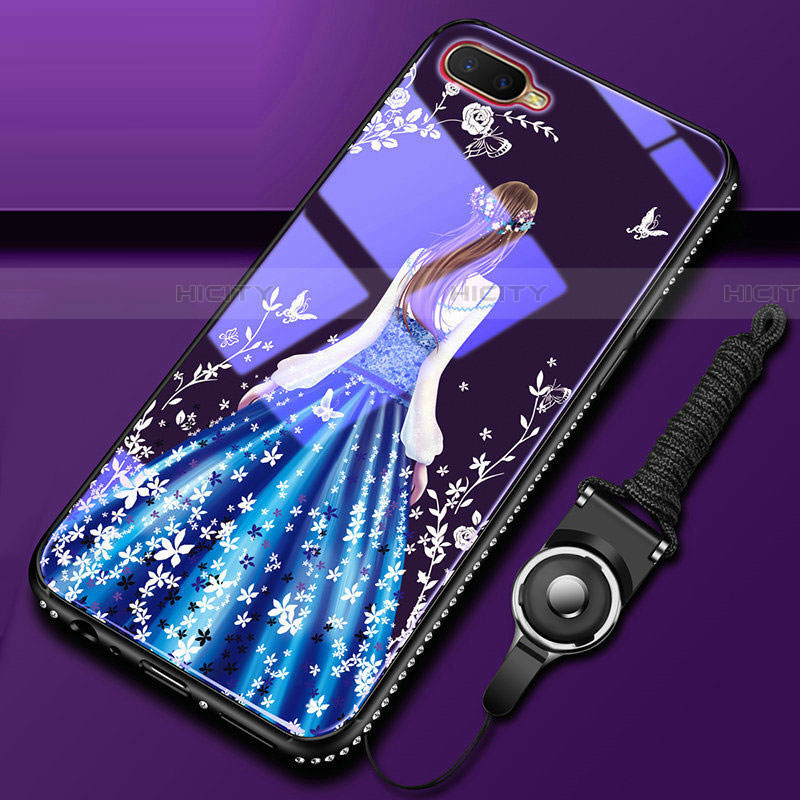 Handyhülle Silikon Hülle Rahmen Schutzhülle Spiegel Motiv Kleid Mädchen M01 für Oppo RX17 Neo Blau