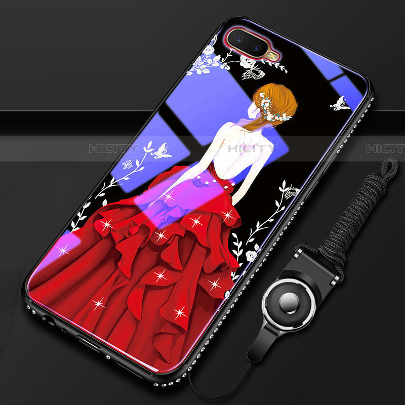 Handyhülle Silikon Hülle Rahmen Schutzhülle Spiegel Motiv Kleid Mädchen M01 für Oppo RX17 Neo Fuchsie