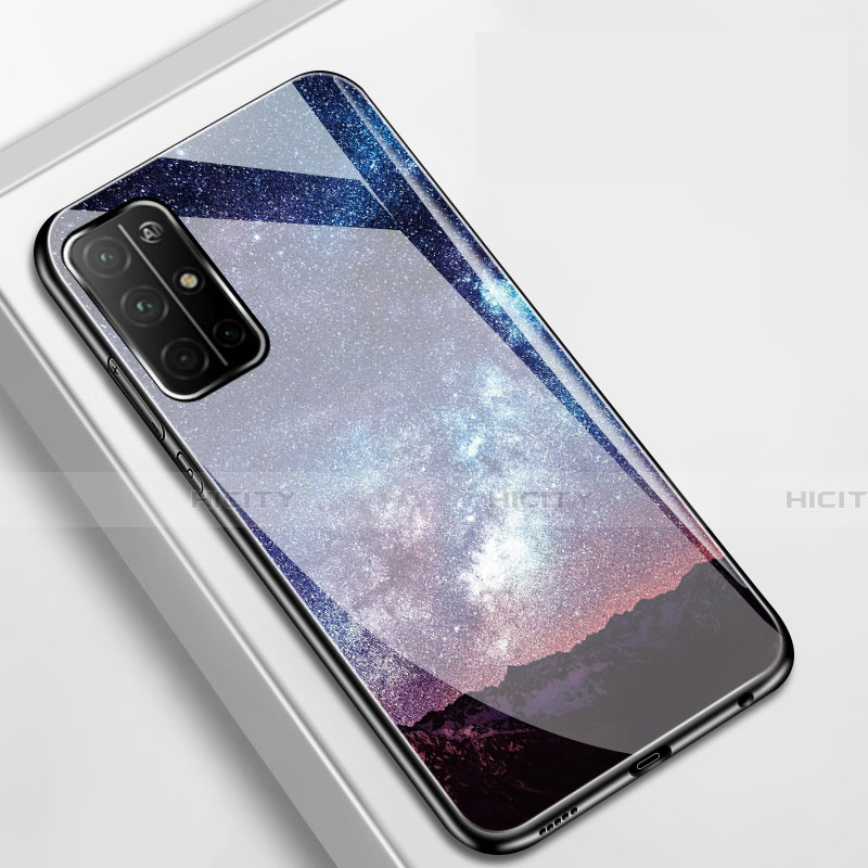 Handyhülle Silikon Hülle Rahmen Schutzhülle Spiegel Sternenhimmel für Huawei Honor 30S Violett Plus