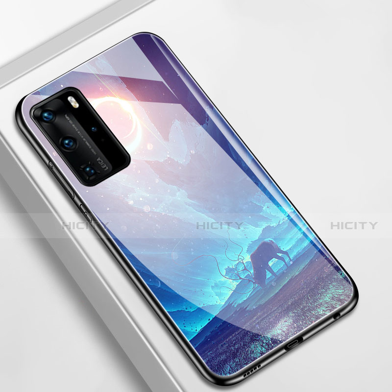 Handyhülle Silikon Hülle Rahmen Schutzhülle Spiegel Sternenhimmel S01 für Huawei P40 Pro Cyan