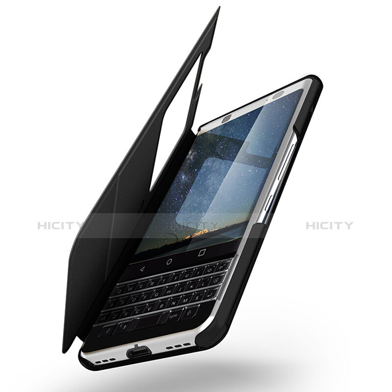 Handytasche Flip Schutzhülle Leder für Blackberry KEYone Schwarz groß