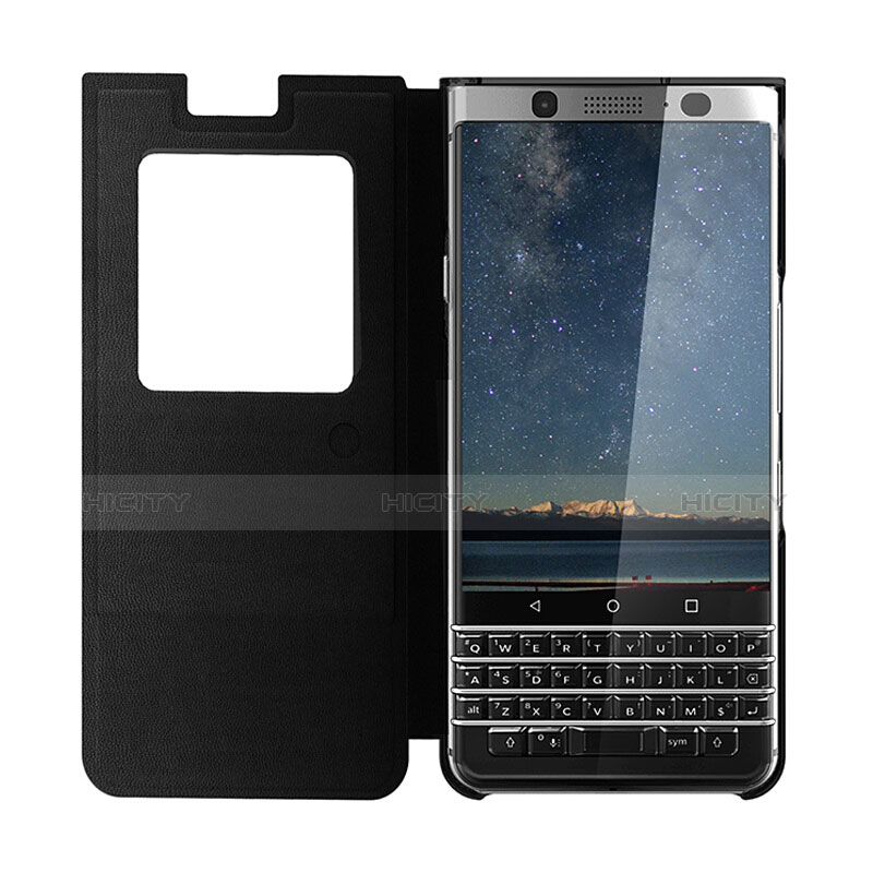 Handytasche Flip Schutzhülle Leder für Blackberry KEYone Schwarz groß