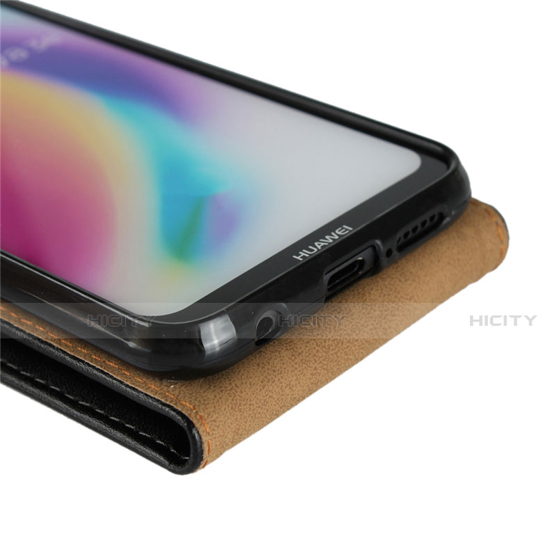 Handytasche Flip Schutzhülle Leder für Huawei Nova 3e Schwarz groß