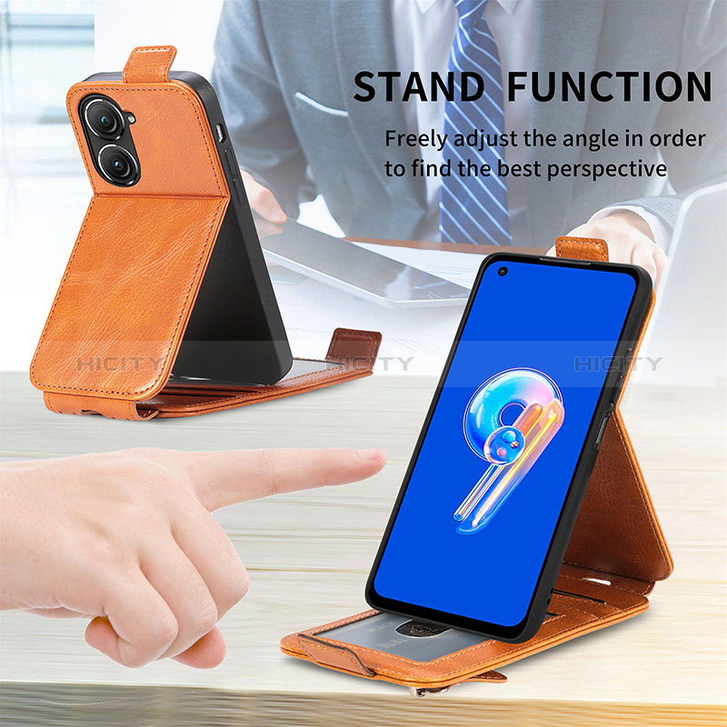 Handytasche Flip Schutzhülle Leder S01D für Asus Zenfone 9 groß